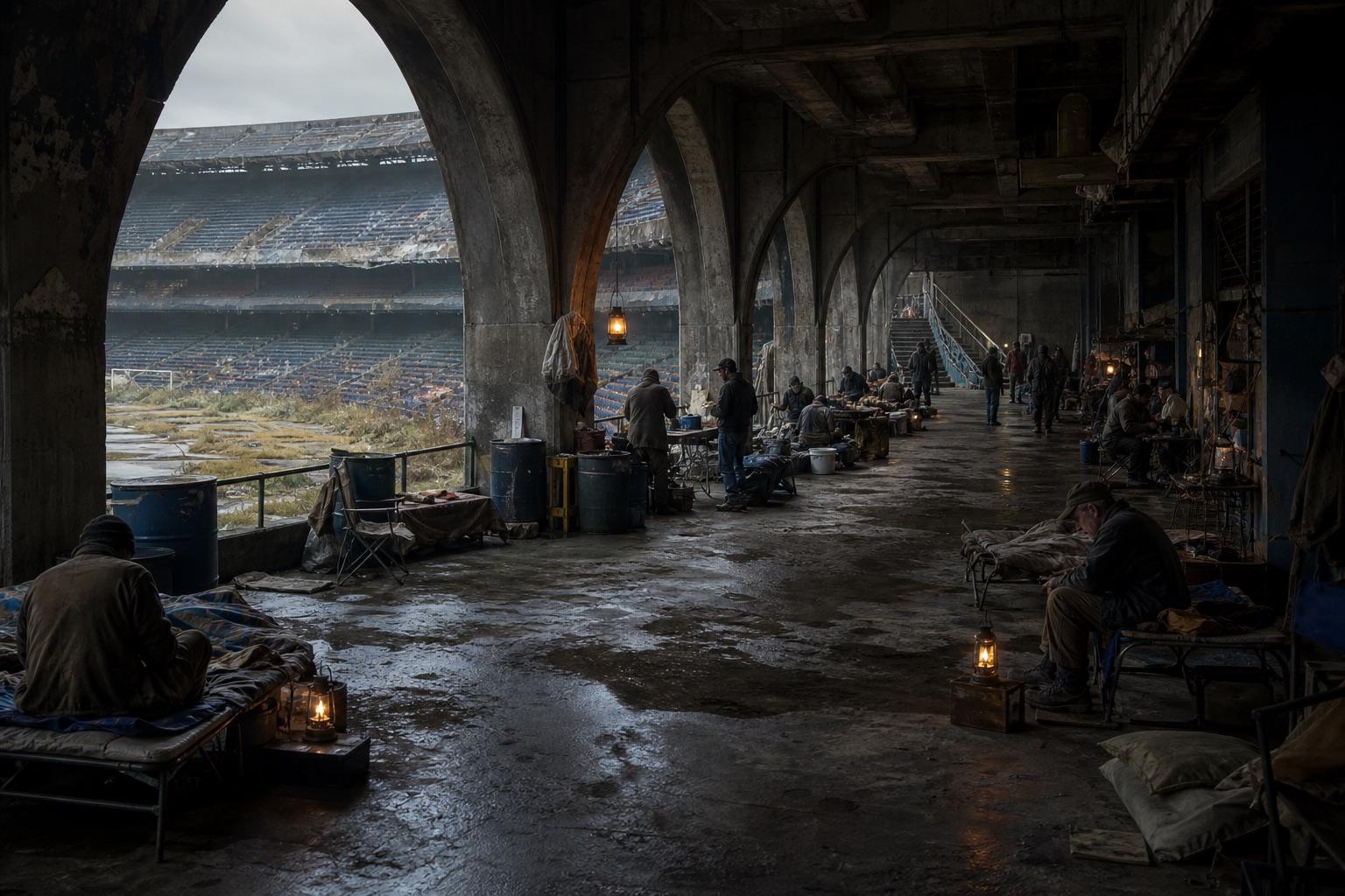 The ruined stadium refuge in The Unburied